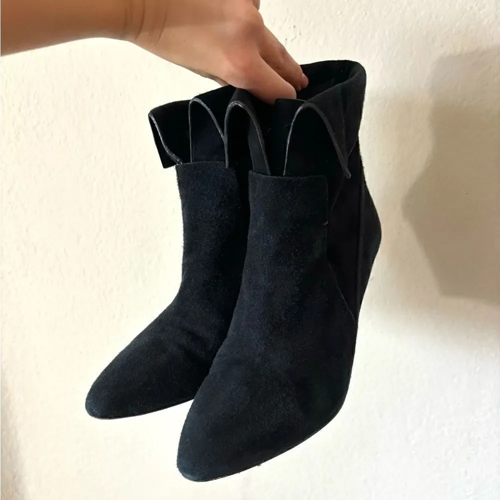 Veronica Beard Laurel Suede Black Ankle Booties  Made in Italy Size 9